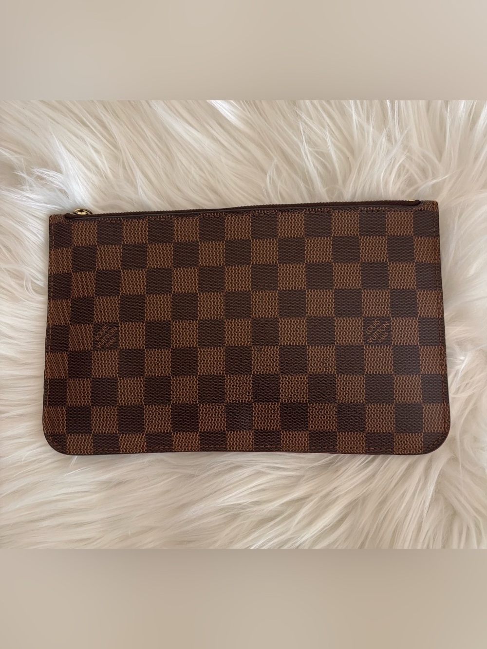 Louis Vuitton Red Damier Ebene Neverful Pochette